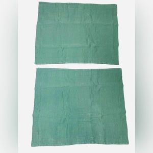 L.L. Bean Matelasse Pillow‎ Shams (2) quilted ribbed green pillowcase set